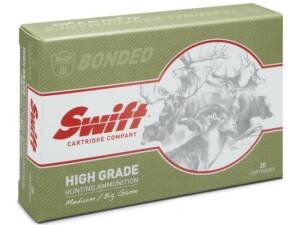 Swift High Grade Big Game Hunting 338 Lapua Magnum Ammo 250 Grain Swift A-Frame Bonded Round Nose Box of 200