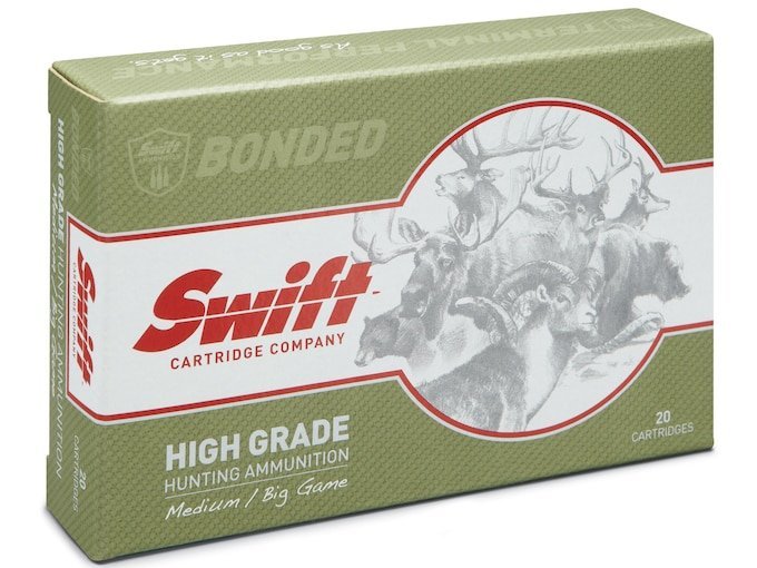 Swift High Grade Big Game Hunting 338 Lapua Magnum Ammo 250 Grain Swift A-Frame Bonded Round Nose Box of 200