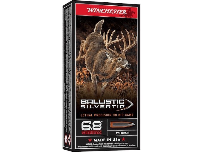 Winchester Ballistic Silvertip 6.8 Western Ammo 170 Grain Polymer Tip Box of 250