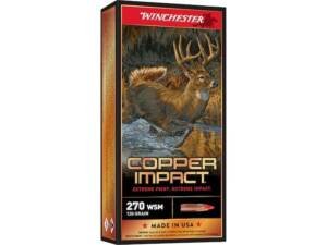 Winchester Copper Impact 270 Winchester Short Magnum (WSM) Ammo 130 Grain Winchester Copper Extreme Point Polymer Tip Lead Free Box of 500