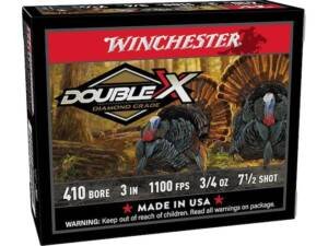 Winchester Double X Diamond Grade Turkey 410 Ammo 3" #7-1/2 Copper Plated Lead Shot 3/4 oz Box of 500 rounds