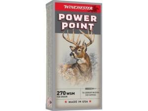 Winchester Power Point 270 Winchester Short Magnum (WSM) Ammo 150 Grain Winchester Power-Point Jacketed Soft Point Box of 500