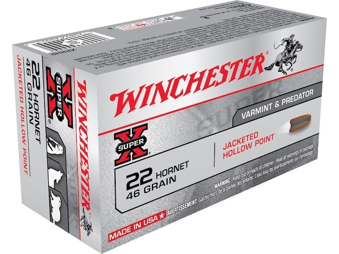 Winchester Super X 22 0Hornet Ammo 46 Grain Jacketed Hollow Point Box of 5000