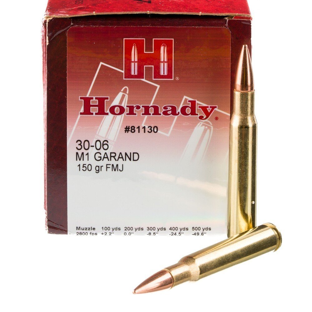 Hornady M1 Garand .30-06 Springfield Ammunition 50 Rounds FMJ 150 Grains Box of 1000 rounds
